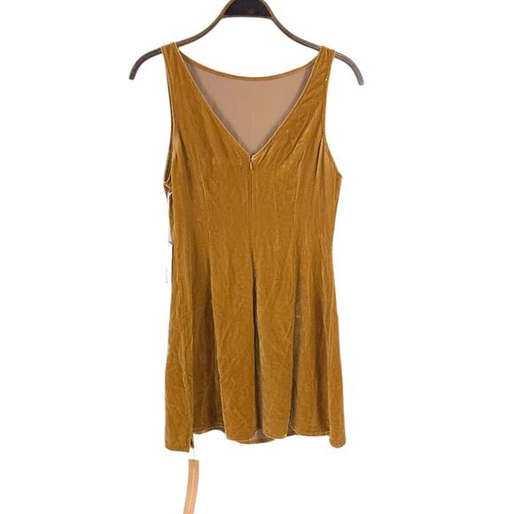 Reformation Brisbane Velvet Slip Mini Dress in Gold - Picture 5 of 11